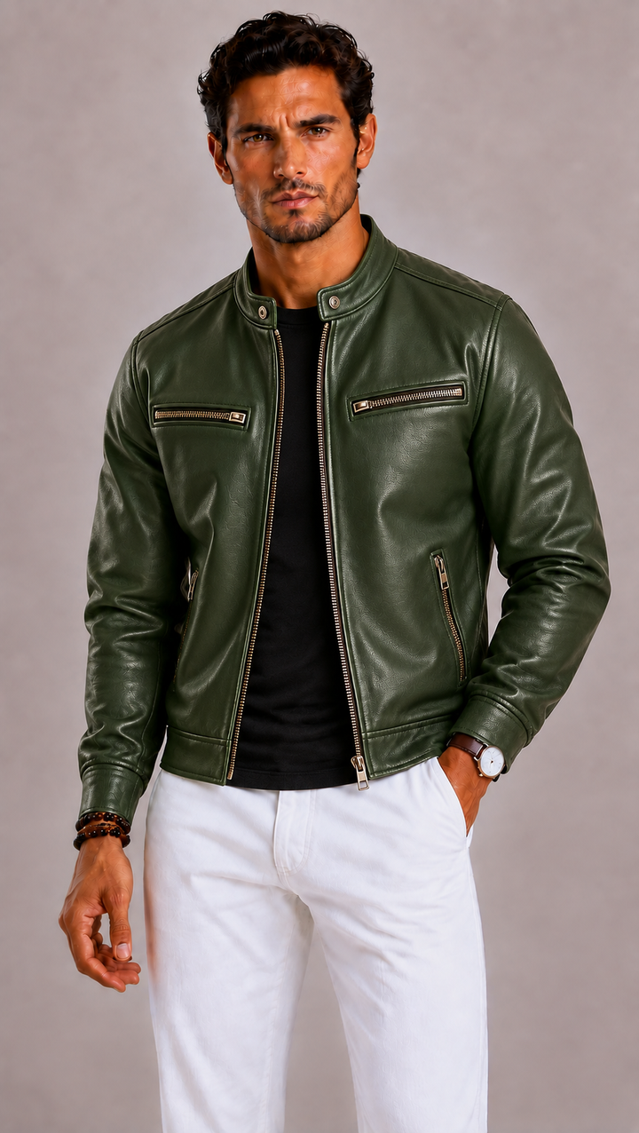 Veste en cuir homme style vintage, patine authentique