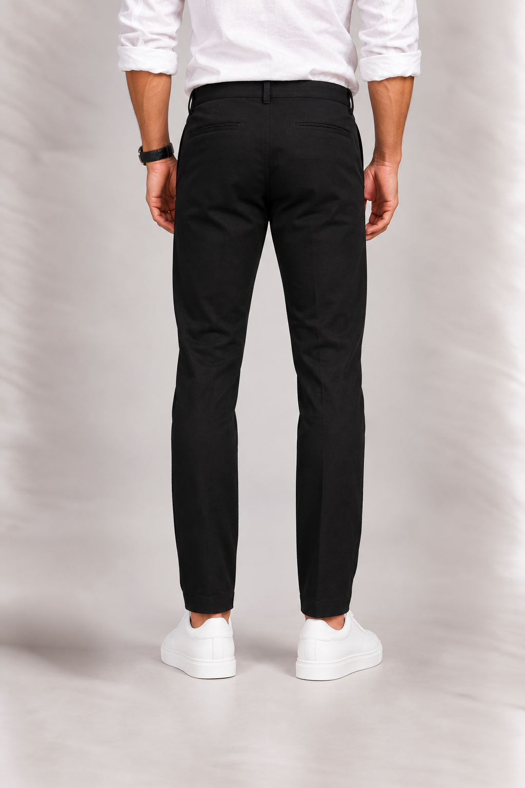 Chino homme en coton stretch, coupe droite classique