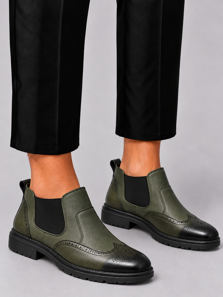 Boots chelsea brogue Quark-18, détails wingtip, enfilage facile