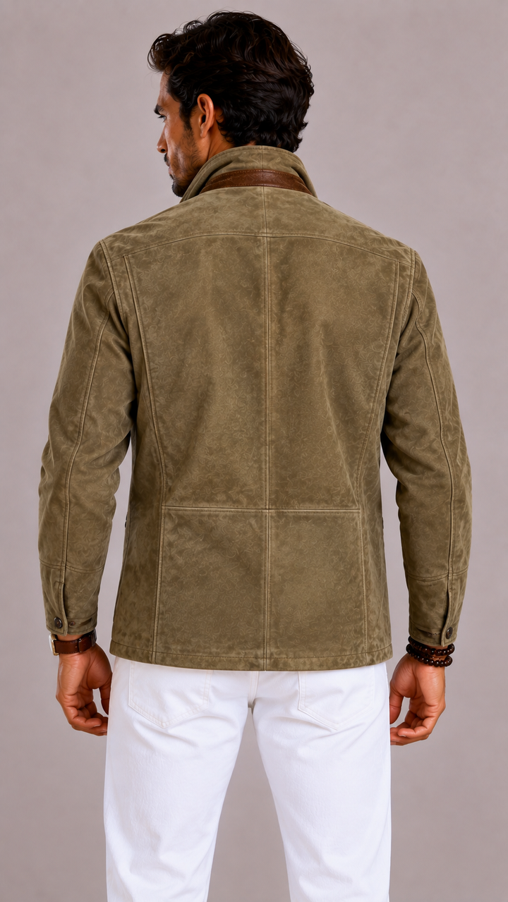 Blazer homme en daim, doublure chaude et style rustique