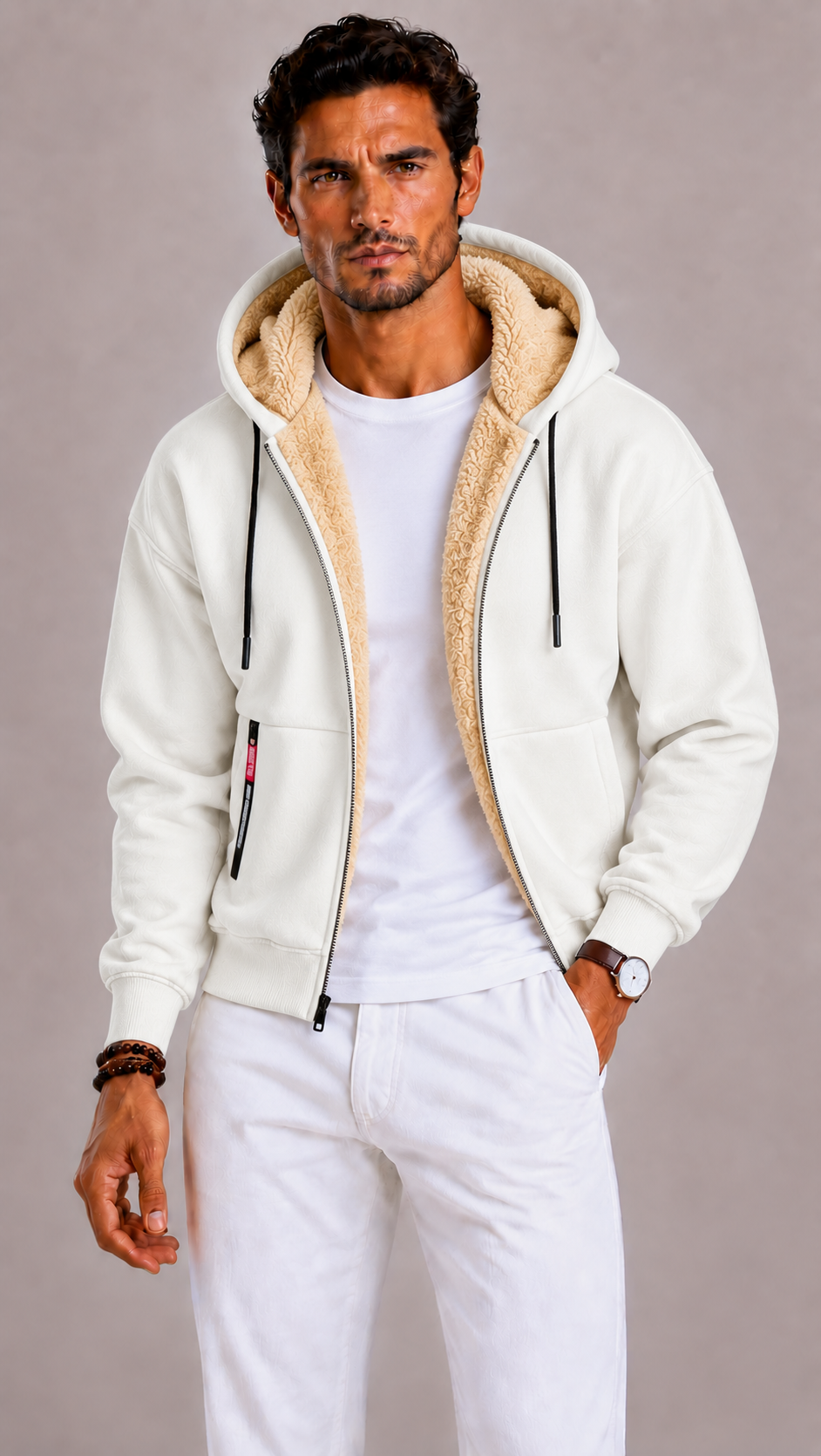 Cardigan homme en laine à capuche, douceur et chaleur