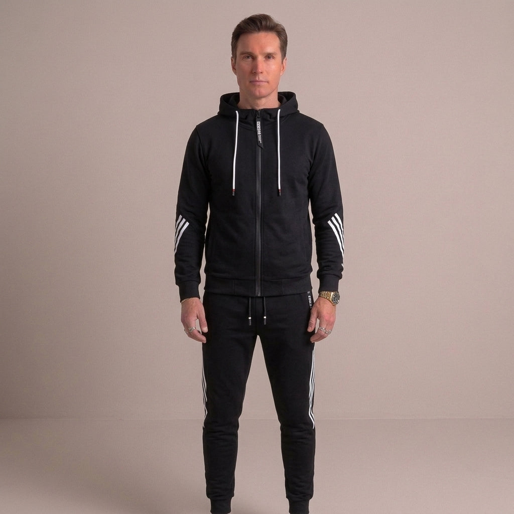 Survêtement homme zippé en coton mélangé – deux pièces assorties