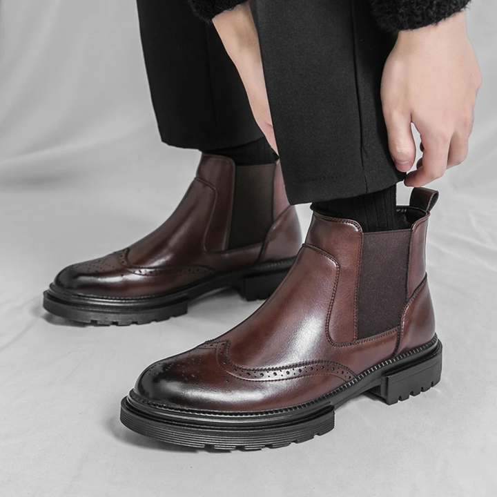 Bottines Chelsea Sarzana en cuir – détails brogue vintage