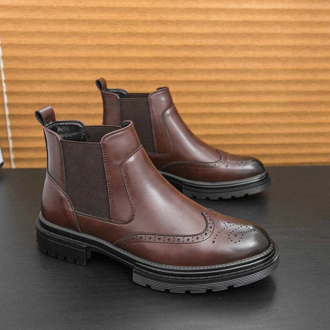 Bottines Chelsea Sarzana en cuir – détails brogue vintage