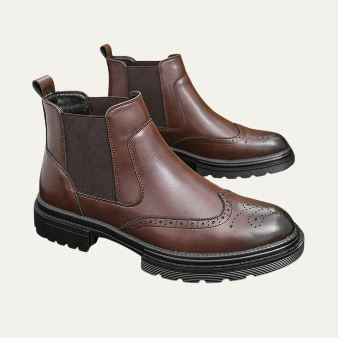 Bottines Chelsea Sarzana en cuir – détails brogue vintage