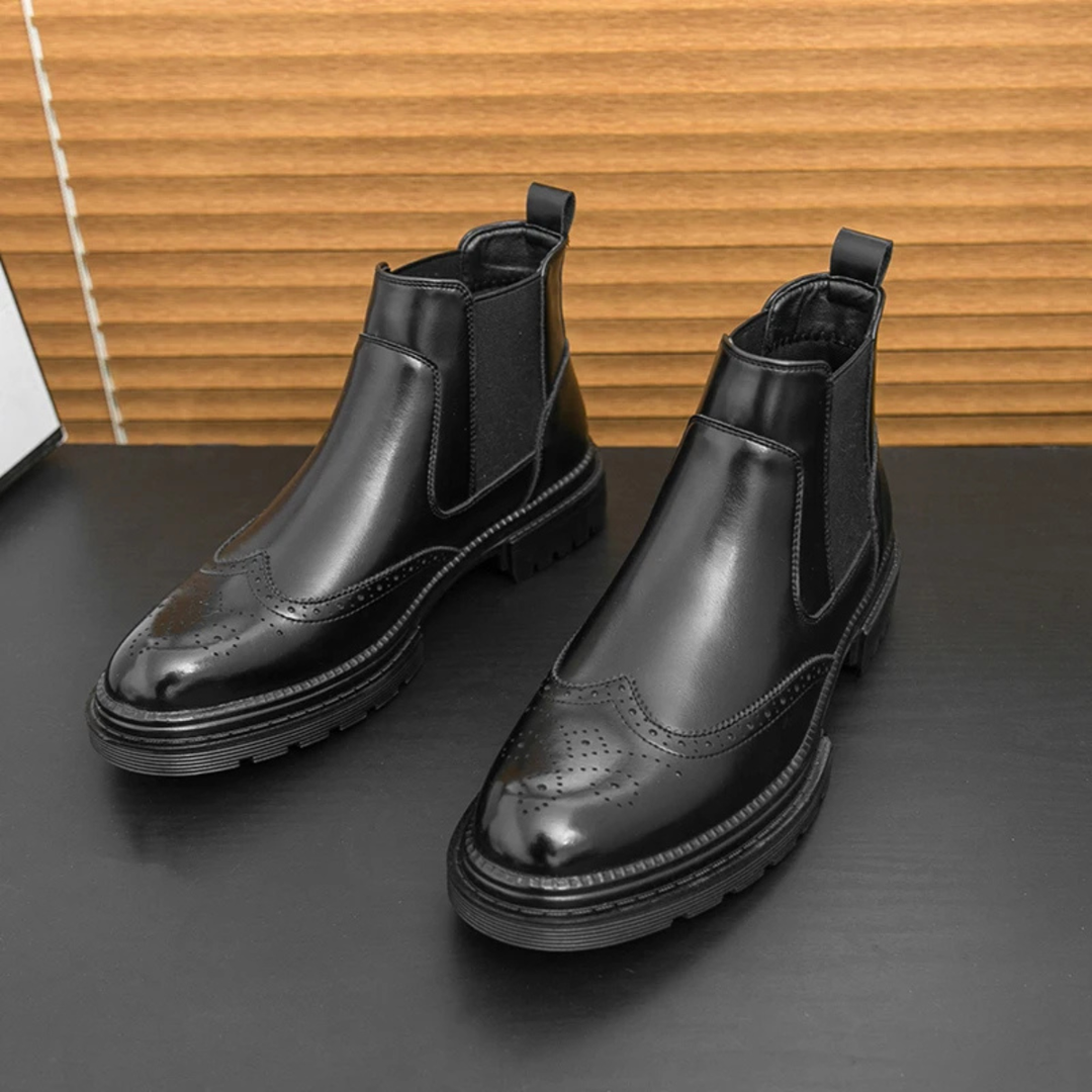 Bottines Chelsea Sarzana en cuir – détails brogue vintage