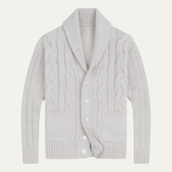 Cardigan Verona boutonné en maille torsadée à col châle
