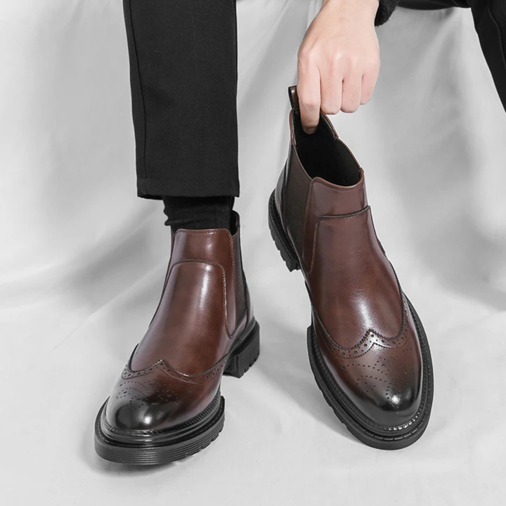 Bottines Chelsea Sarzana en cuir – détails brogue vintage