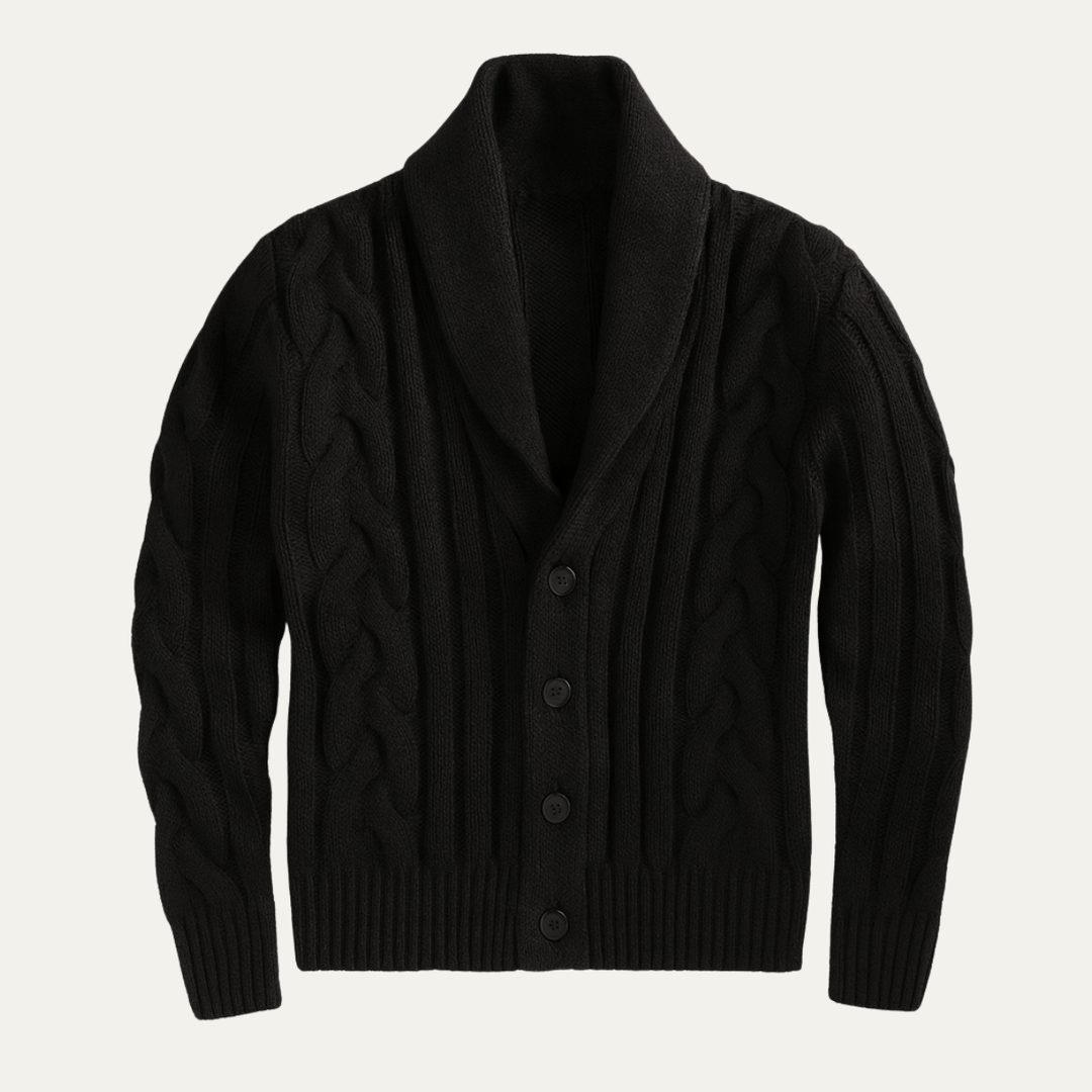 Cardigan Florence en maille torsadée à col châle – hiver homme