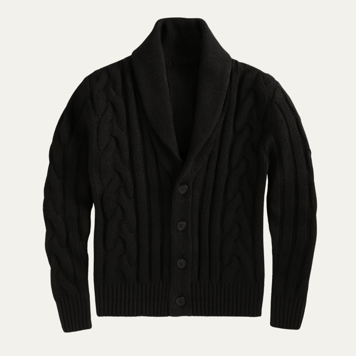 Cardigan Florence en maille torsadée à col châle – hiver homme