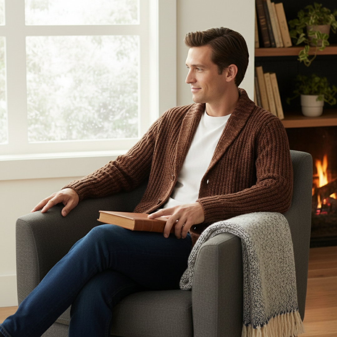 Cardigan Montpellier en grosse maille à col châle pour homme