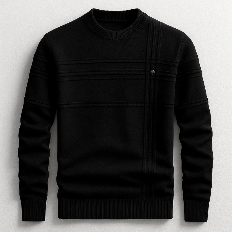 Pull homme en coton mi-épais – col rond classique, coupe nette