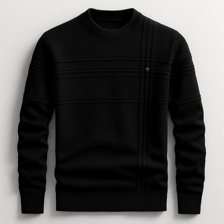 Pull homme en coton mi-épais – col rond classique, coupe nette