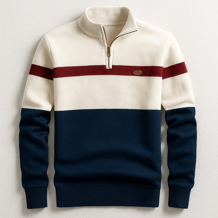 Pull homme Elston en coton à col zippé – chaleur sans volume
