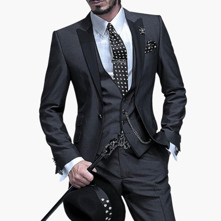 Costume homme trois pièces classique – revers tombant élégant