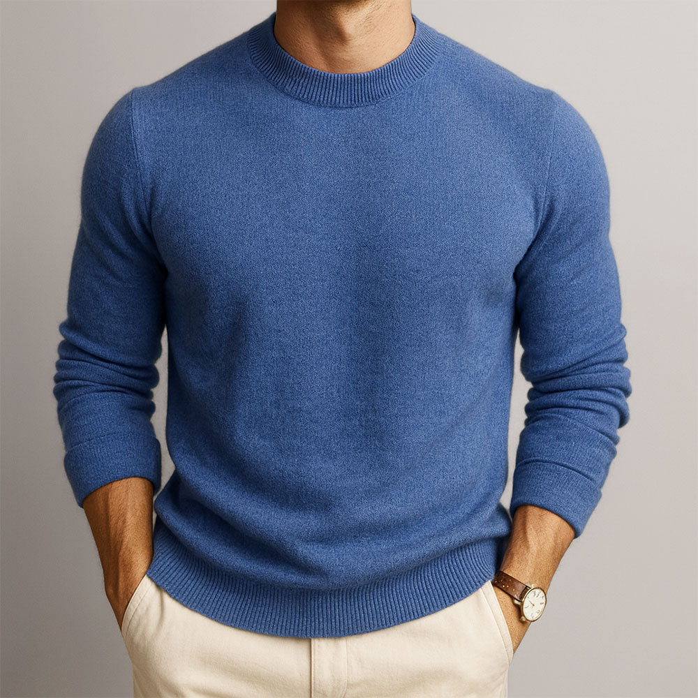 Pull homme 100 % cachemire à col rond – douceur et coupe ajustée