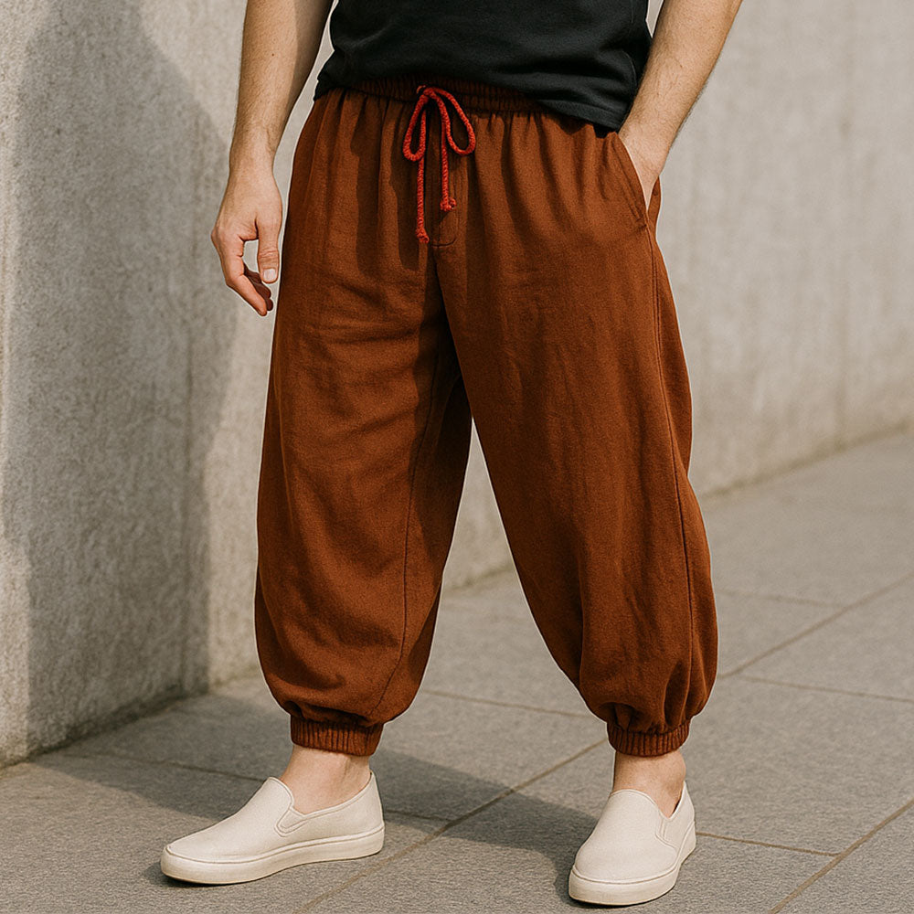 Pantalon sarouel homme en coton et lin – liberté de mouvement