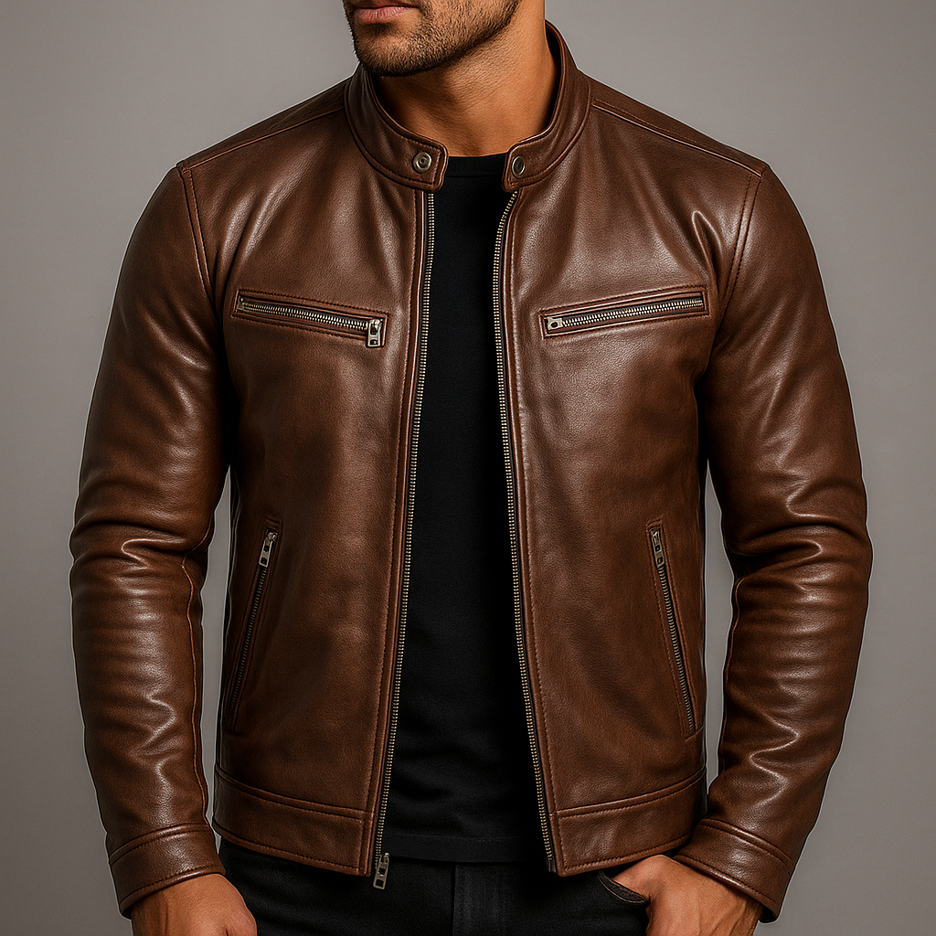 Veste en cuir homme style vintage – patine authentique