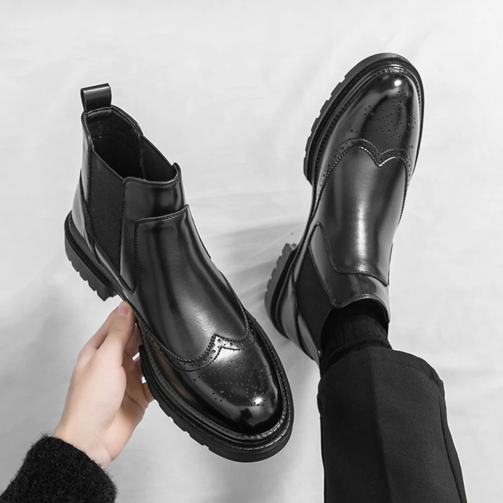Bottines Chelsea Sarzana en cuir – détails brogue vintage