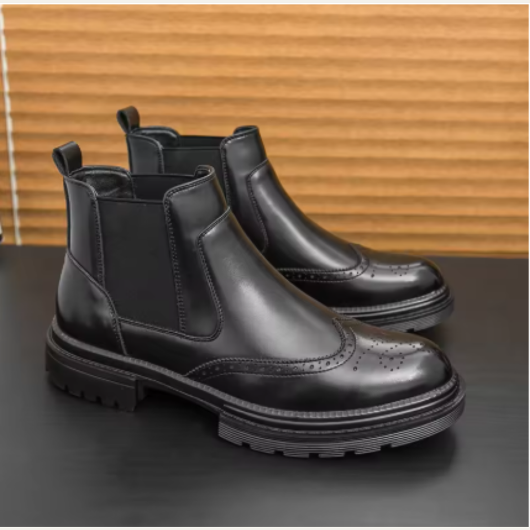 Bottines Chelsea Sarzana en cuir – détails brogue vintage
