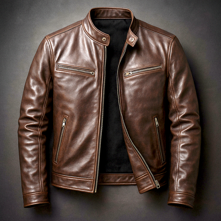 Veste en cuir homme style vintage – patine authentique