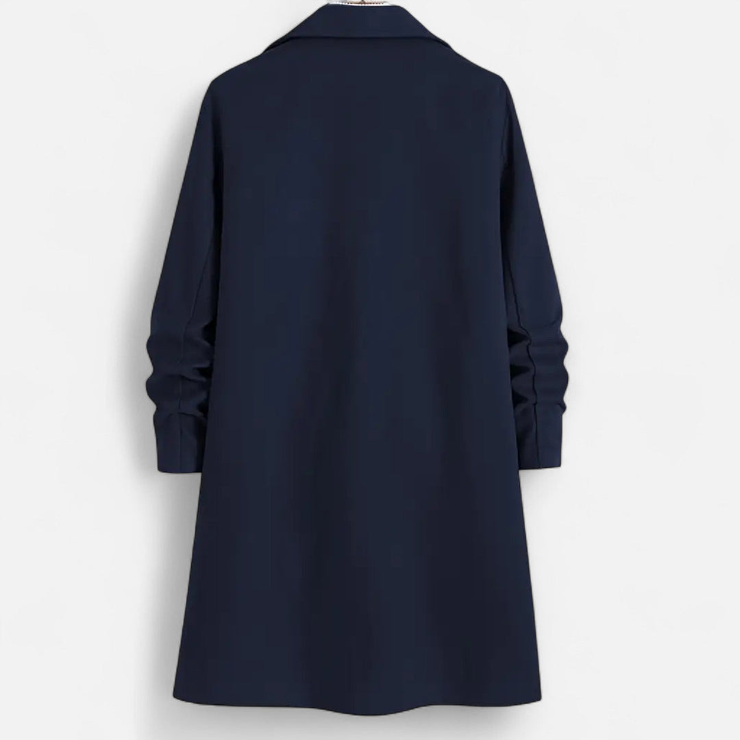 Manteau long homme uni – revers crantés, coupe droite