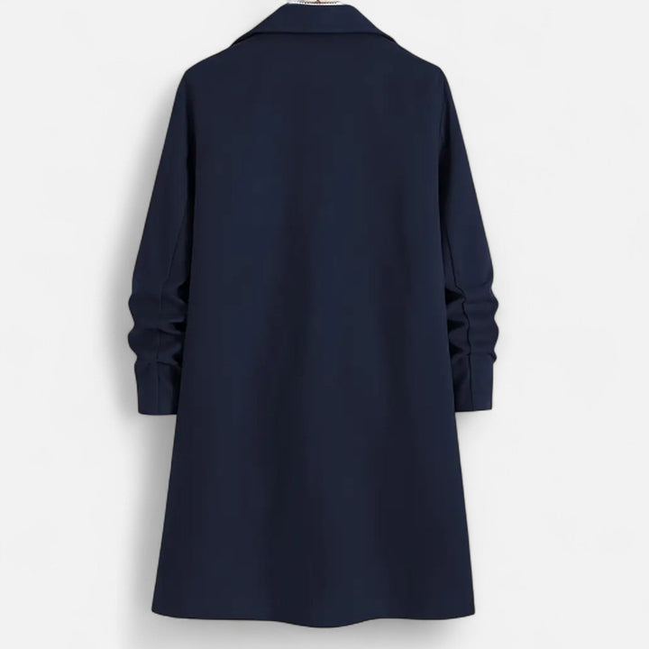 Manteau long homme uni – revers crantés, coupe droite