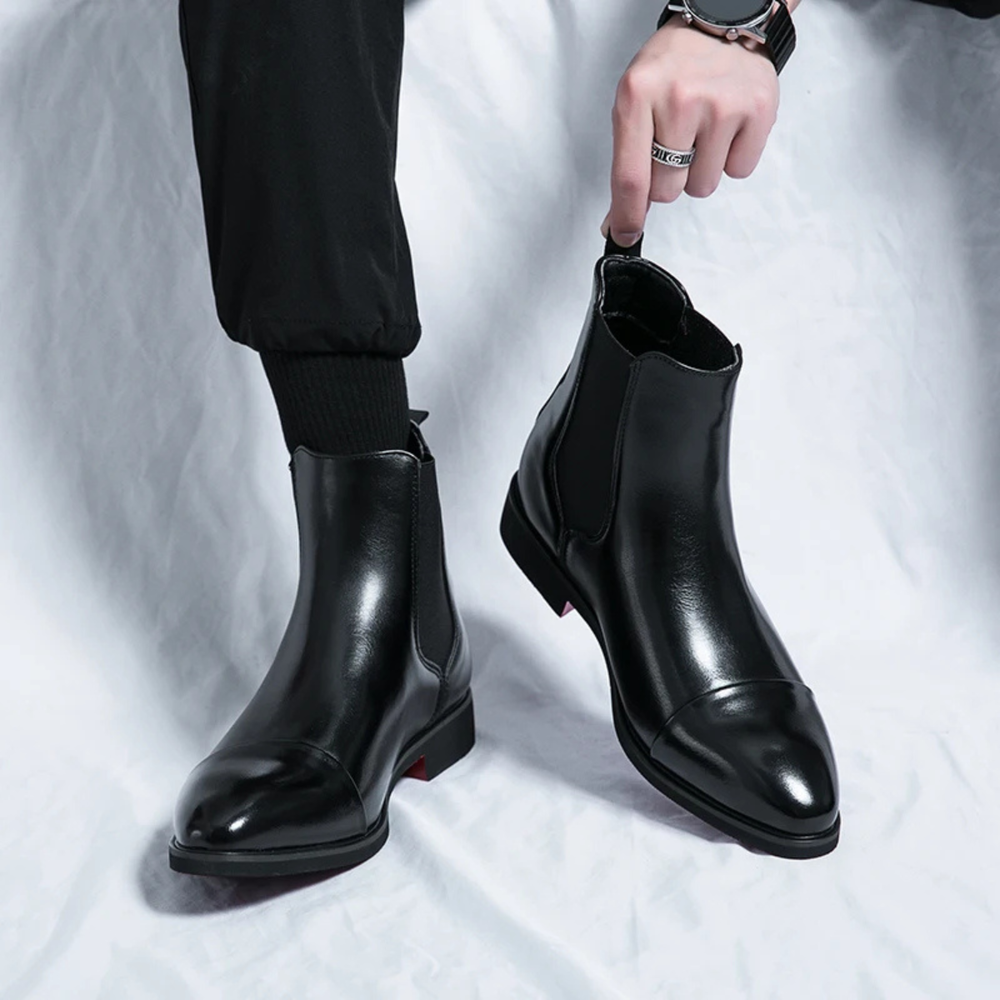 Bottines Chelsea Rossano en cuir PU – semelle rouge élégante