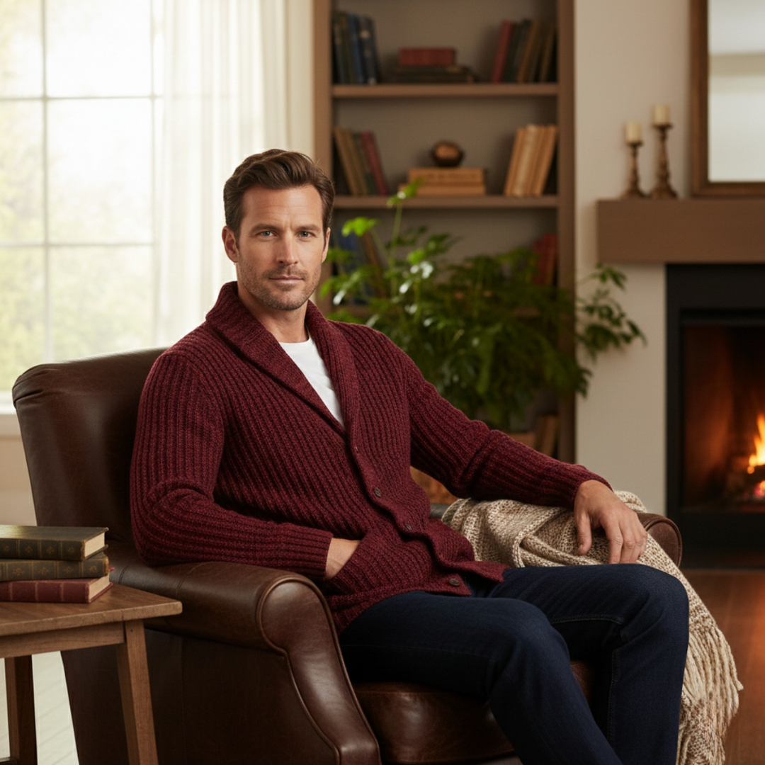 Cardigan Montpellier en grosse maille à col châle pour homme