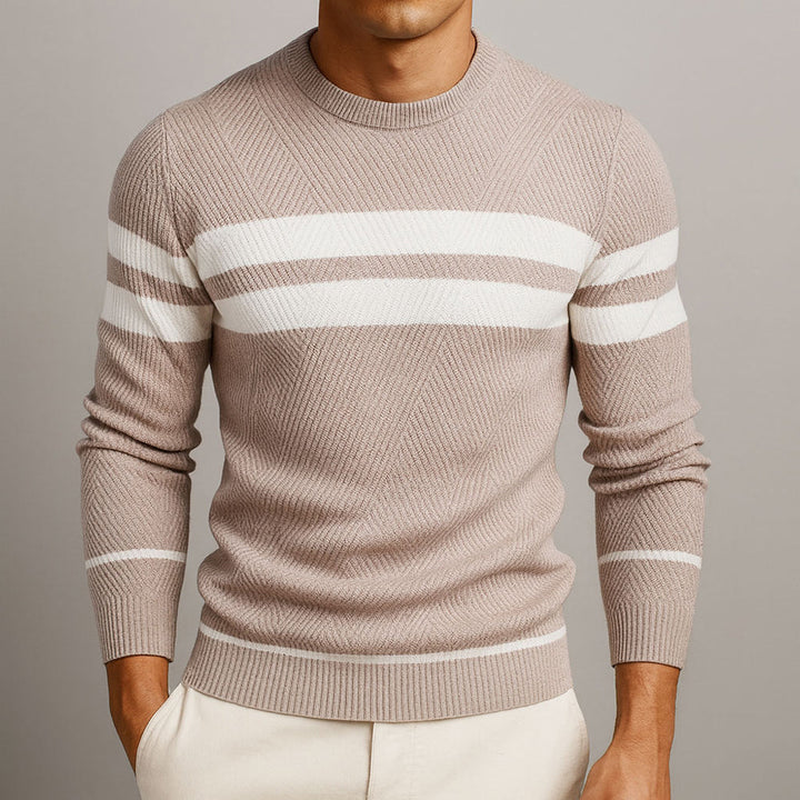 Pull homme rayé en coton premium – élégance décontractée
