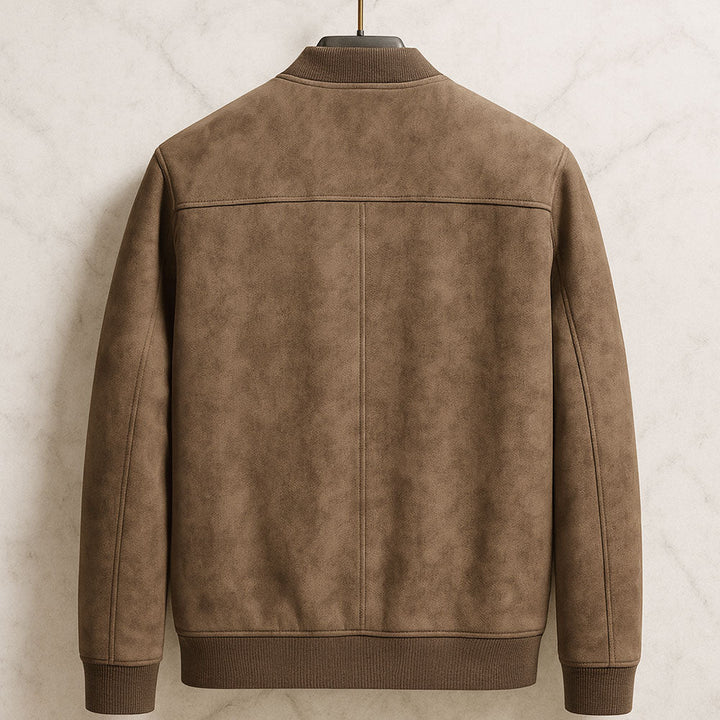 Bomber homme en suédine végane – col côtelé et coupe ajustée