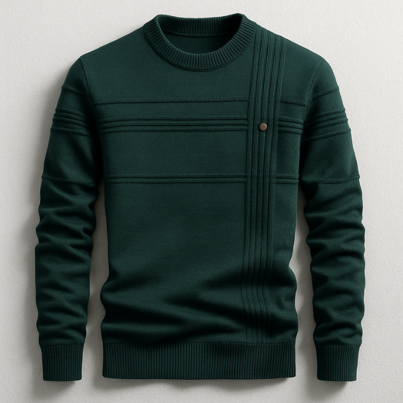 Pull homme en coton mi-épais – col rond classique, coupe nette