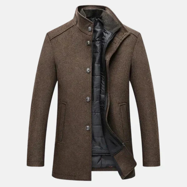 Manteau homme en laine à col montant – doublure matelassée