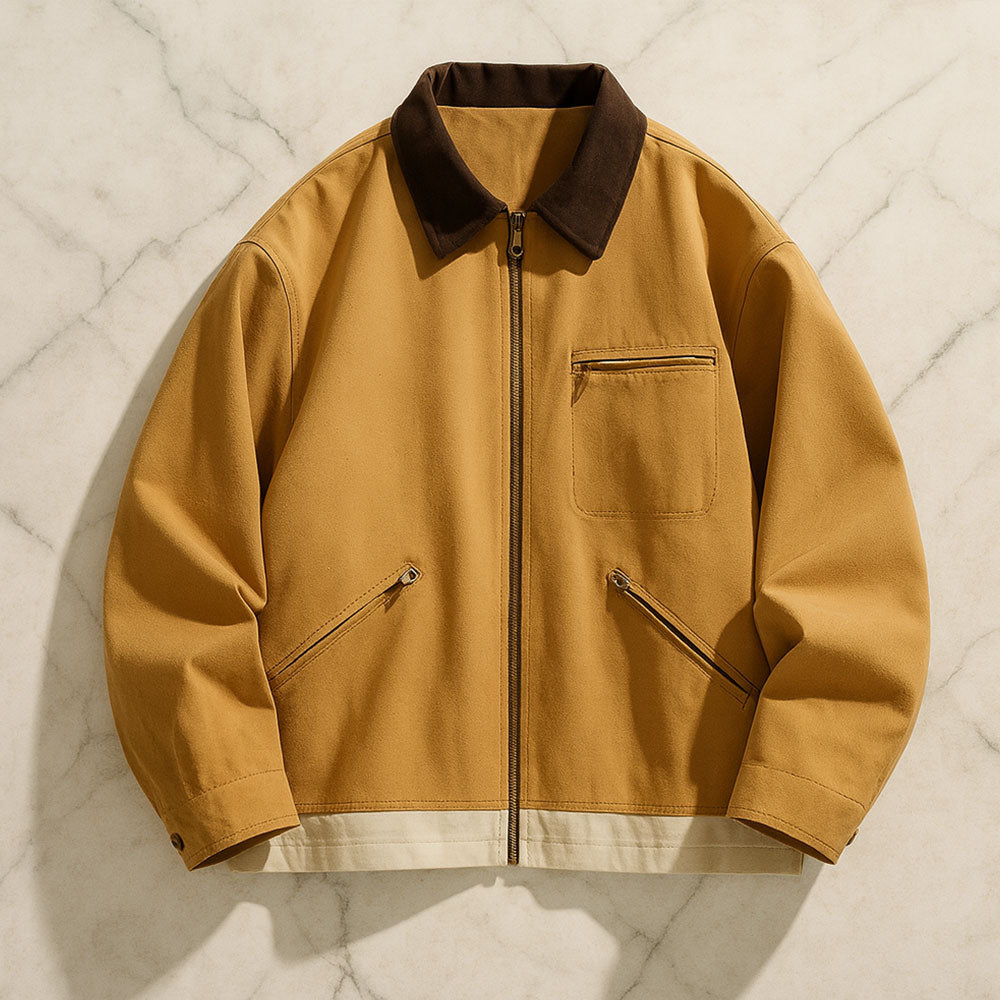 Veste homme rétro en coton – coupe décontractée et confortable