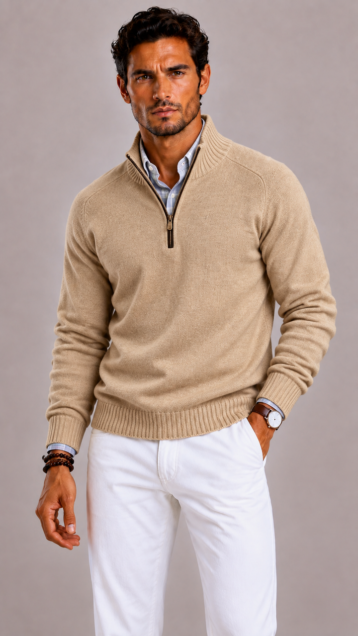 Cardigan zippé homme en cachemire, douceur premium