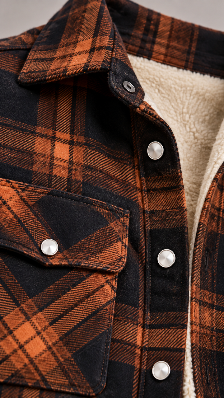 Veste Jasper homme en flanelle vintage, doublure polaire