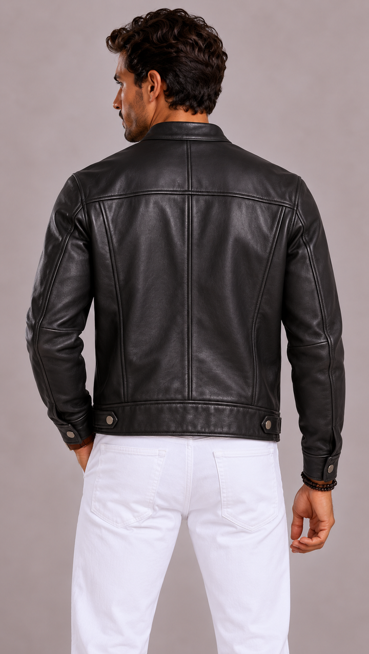 Veste en cuir homme style vintage, patine authentique