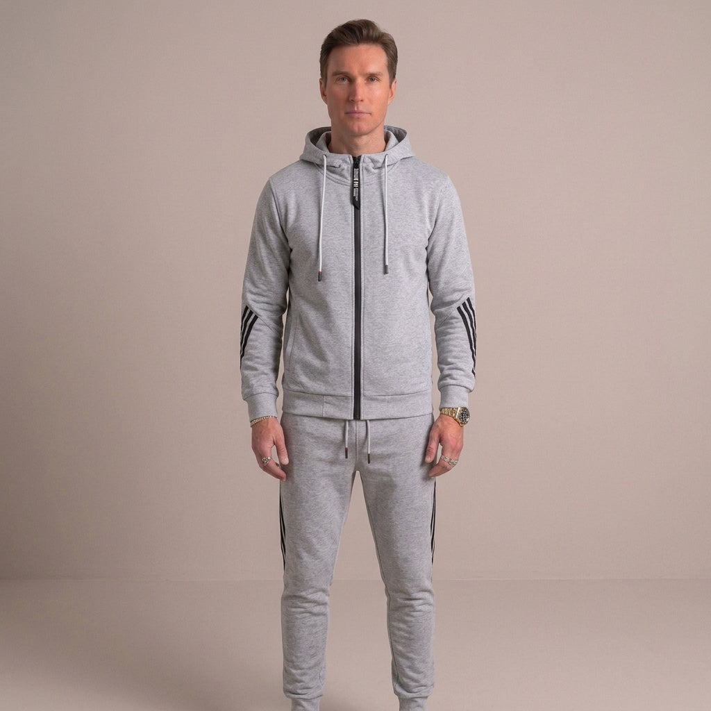 Survêtement homme zippé en coton mélangé – deux pièces assorties