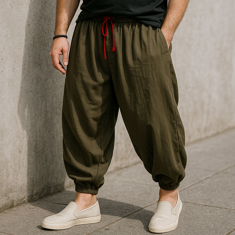 Pantalon sarouel homme en coton et lin – liberté de mouvement
