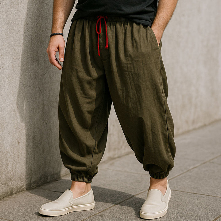 Pantalon sarouel homme en coton et lin – liberté de mouvement