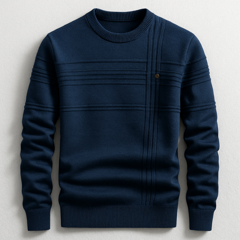 Pull homme en coton mi-épais – col rond classique, coupe nette