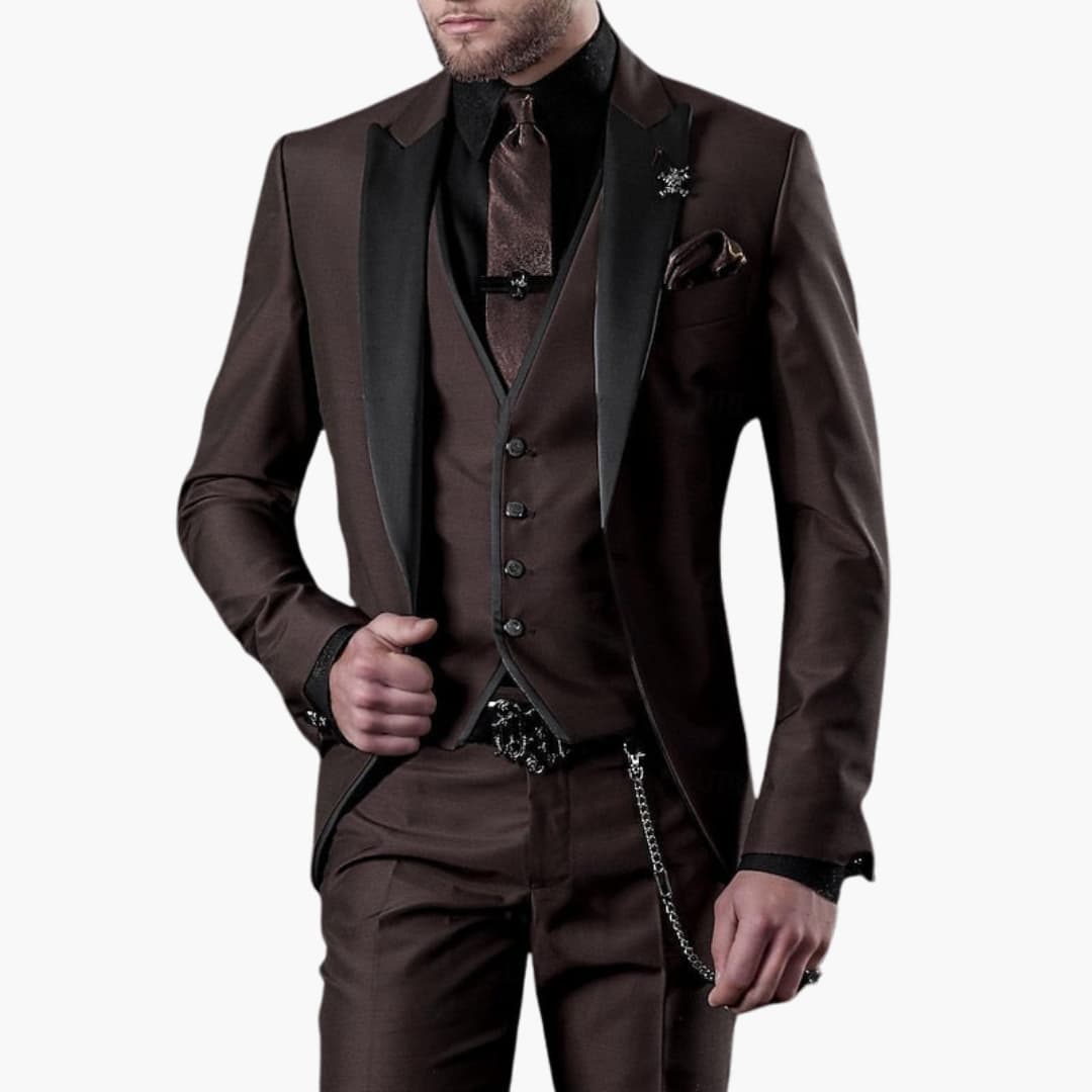 Costume homme trois pièces classique – revers tombant élégant