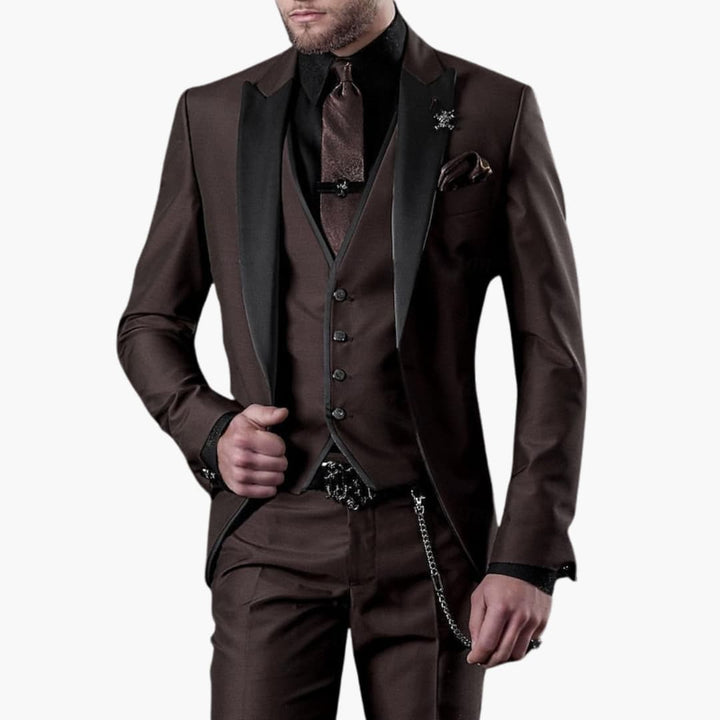 Costume homme trois pièces classique – revers tombant élégant