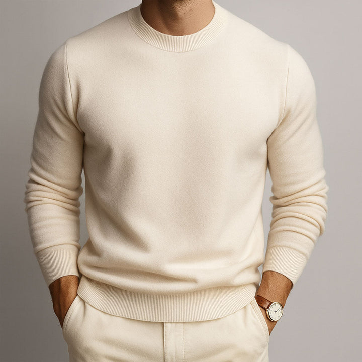 Pull homme 100 % cachemire à col rond – douceur et coupe ajustée