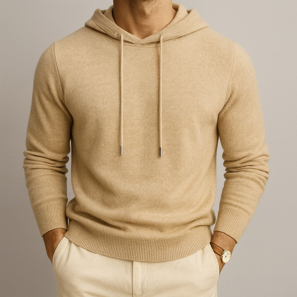 Hoodie homme 100 % cachemire – douceur luxueuse, coupe ajustée