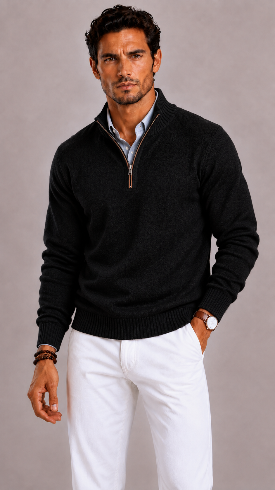 Cardigan zippé homme en cachemire, douceur premium