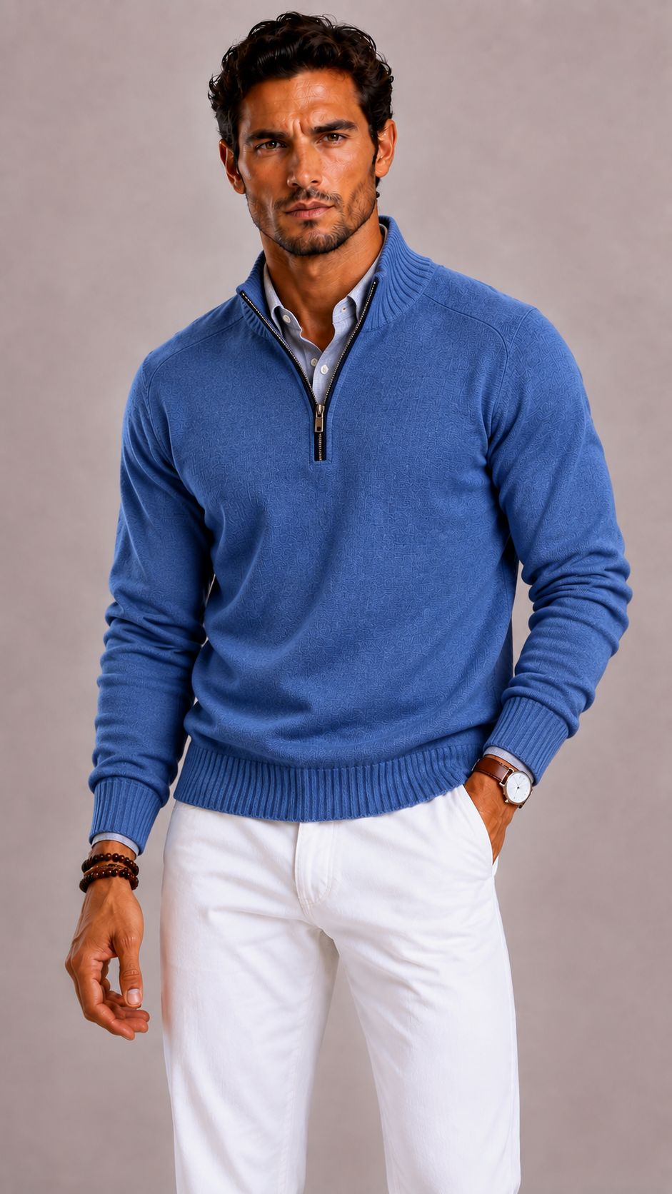 Cardigan zippé homme en cachemire, douceur premium
