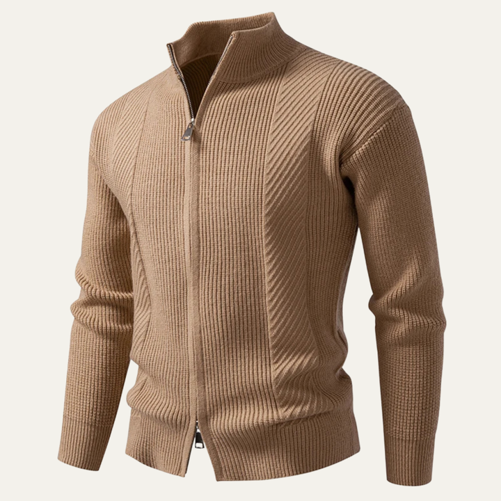 Cardigan zippé Cisternino en maille côtelée – smart casual