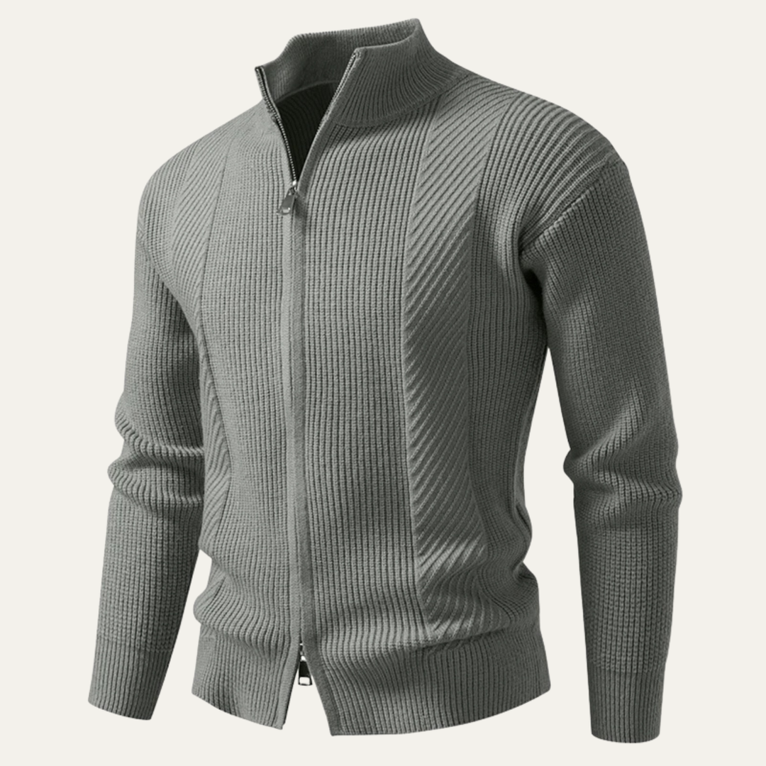 Cardigan zippé Cisternino en maille côtelée – smart casual