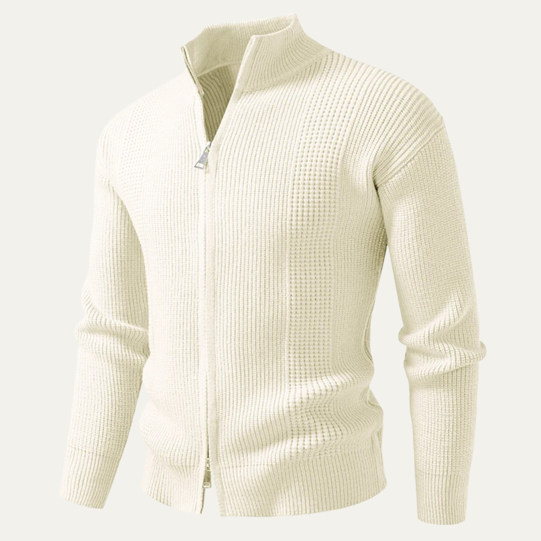 Cardigan zippé Cisternino en maille côtelée – smart casual